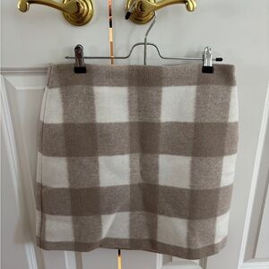 LOFT Checkered Mini Skirt in White and Tan